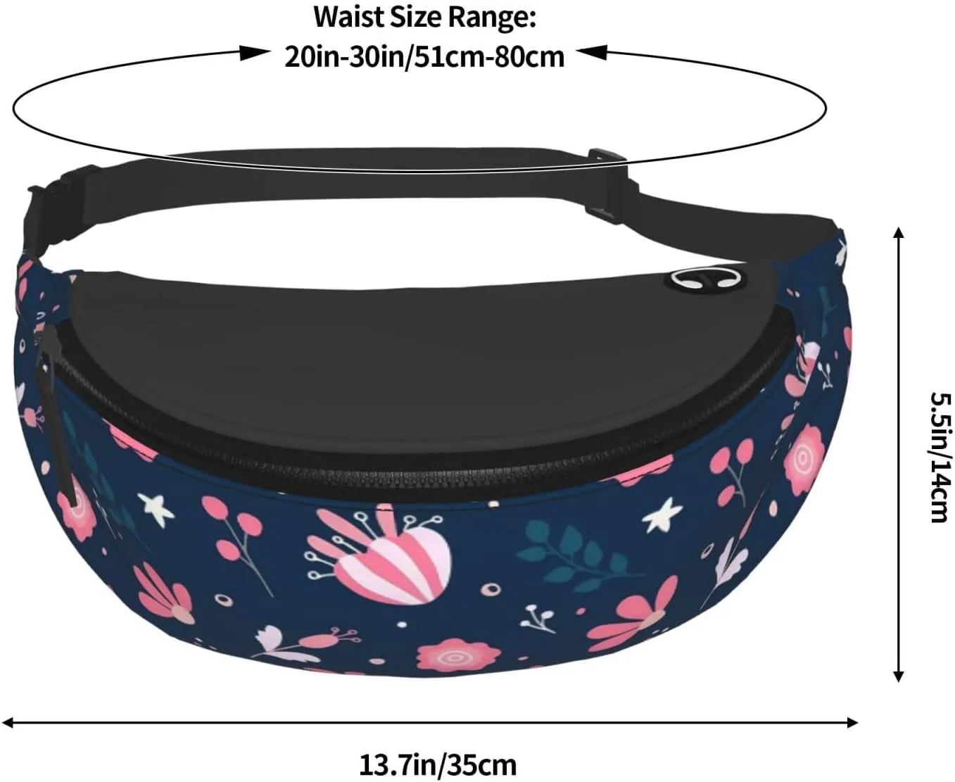 Leisure Sports Crossbody Bag Running Casual Hands-Free Wallets Waist Pack for Man Woman Father's Day for Dad Pink Little Flowers