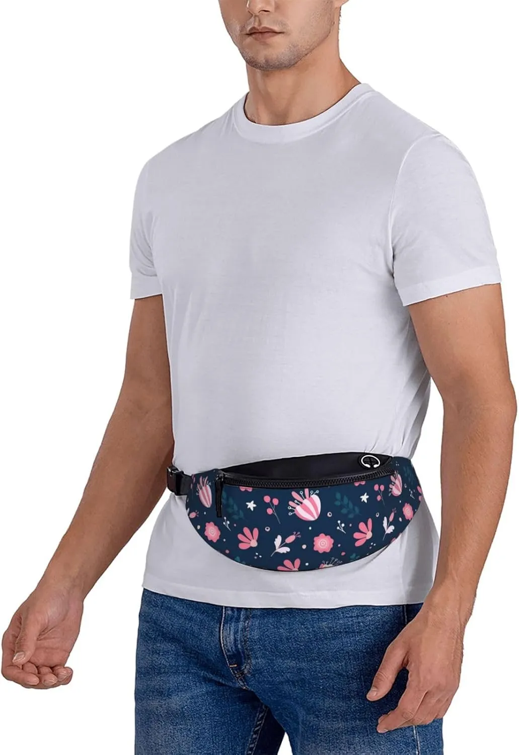 Leisure Sports Crossbody Bag Running Casual Hands-Free Wallets Waist Pack for Man Woman Father's Day for Dad Pink Little Flowers
