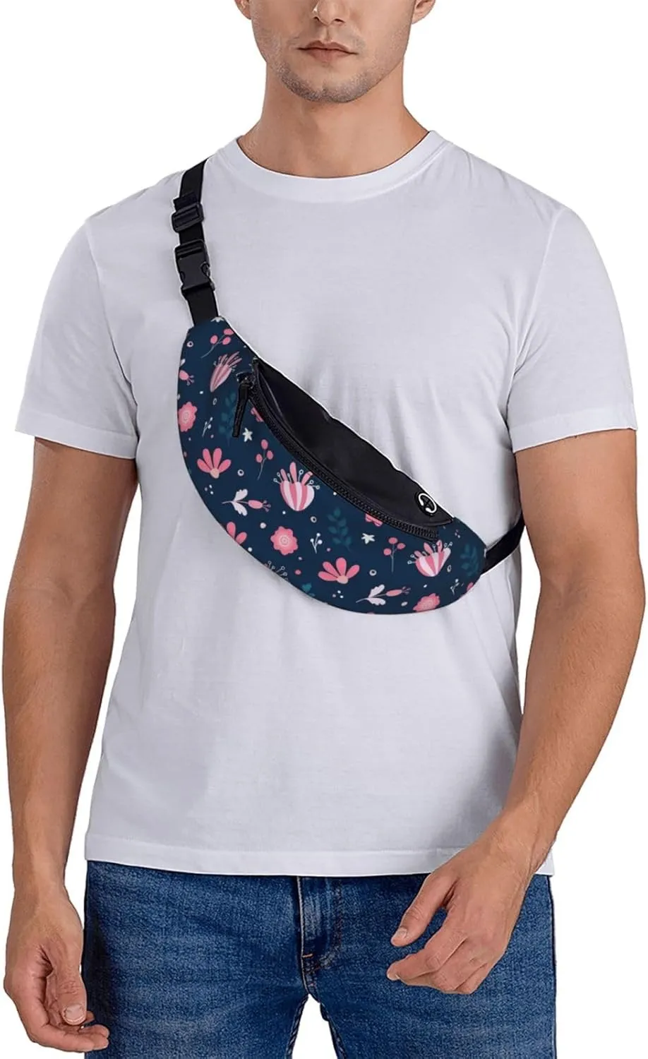 Leisure Sports Crossbody Bag Running Casual Hands-Free Wallets Waist Pack for Man Woman Father's Day for Dad Pink Little Flowers