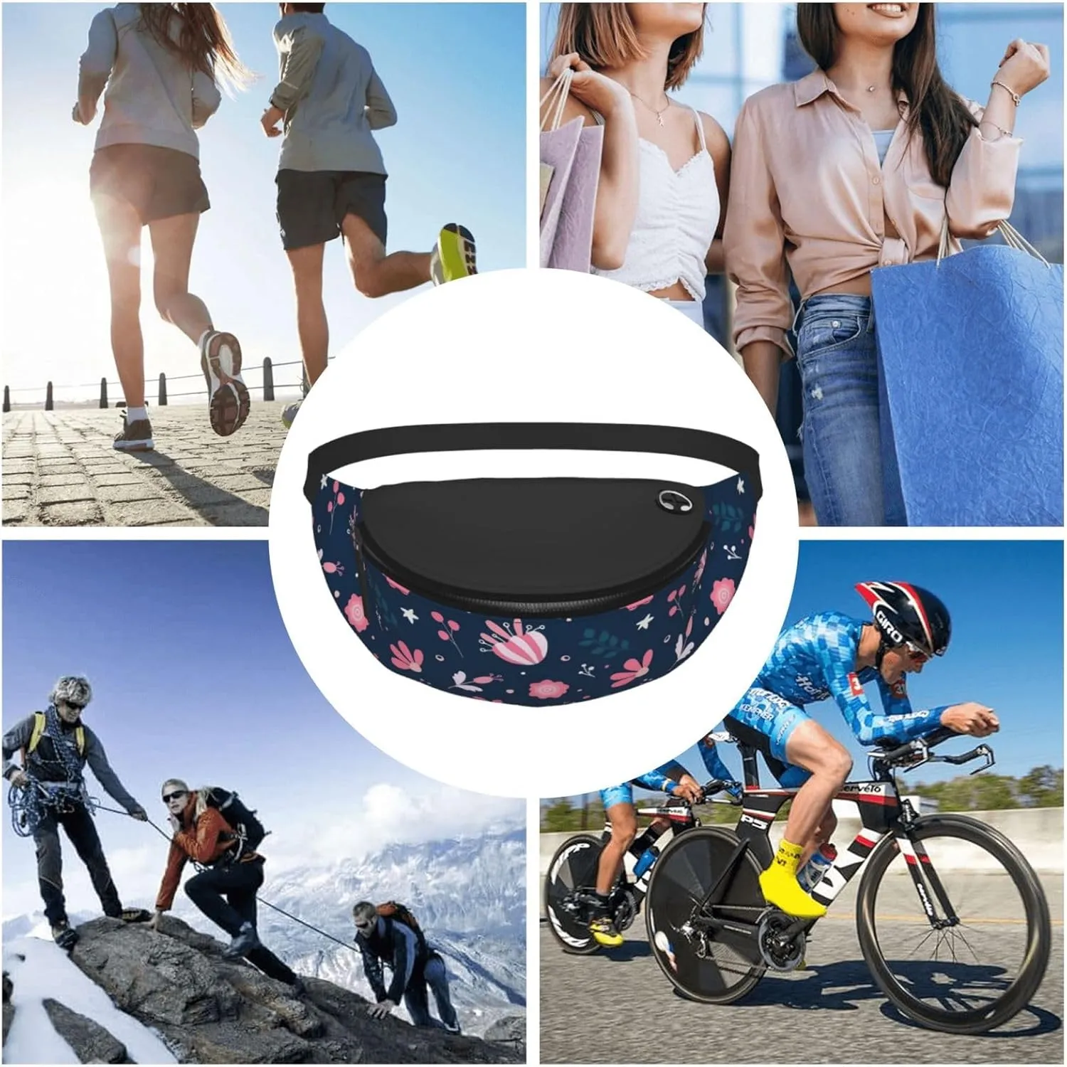 Leisure Sports Crossbody Bag Running Casual Hands-Free Wallets Waist Pack for Man Woman Father's Day for Dad Pink Little Flowers
