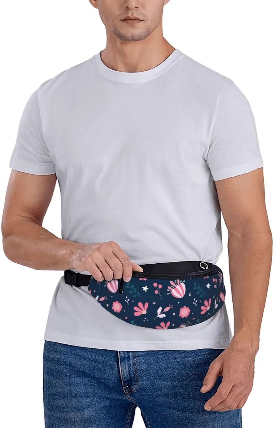 Leisure Sports Crossbody Bag Running Casual Hands-Free Wallets Waist Pack for Man Woman Father's Day for Dad Pink Little Flowers