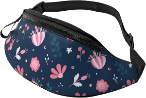 Leisure Sports Crossbody Bag Running Casual Hands-Free Wallets Waist Pack for Man Woman Father's Day for Dad Pink Little Flowers