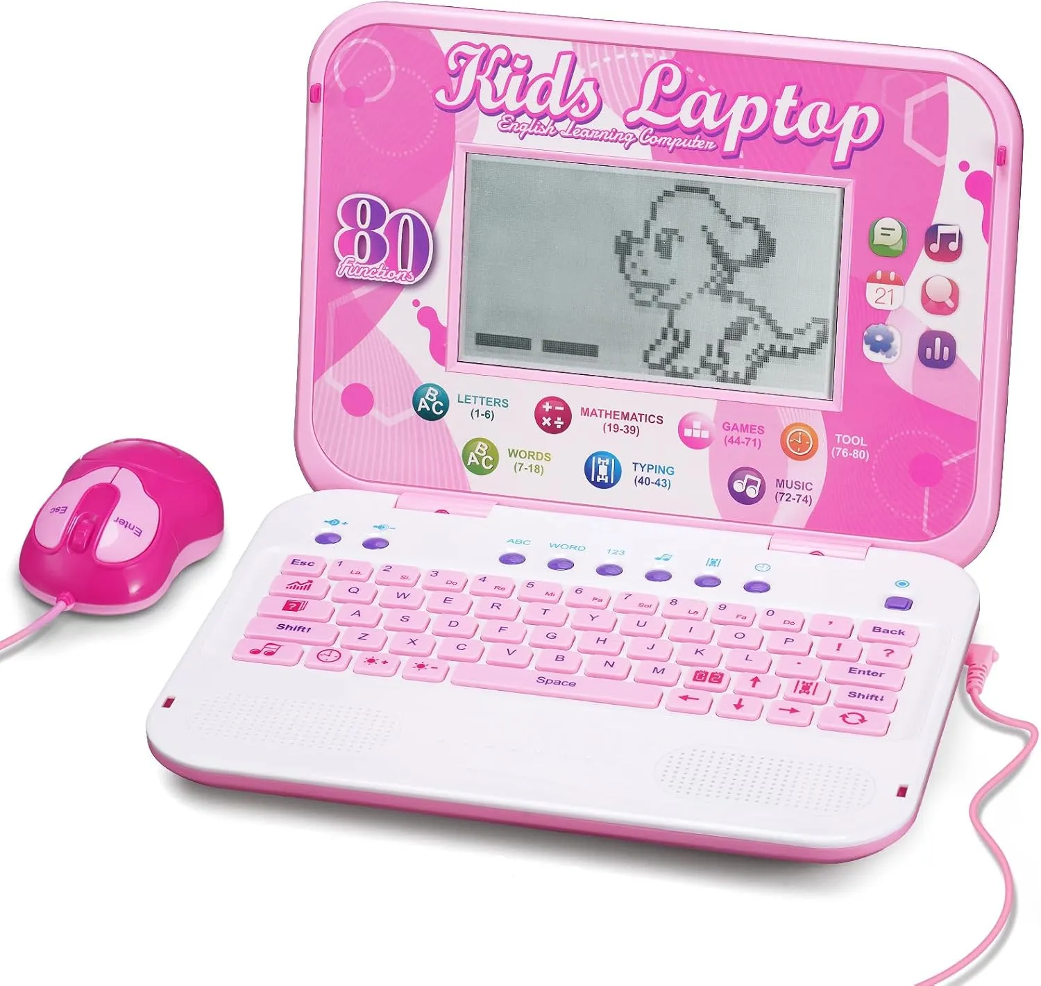 LESHITIAN Kids Laptop, 80 Learning Modes with 7 Inch Large Screen, Educational Learning Computer for Kids Ages 5 