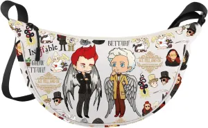 LEVLO Crowly & Aziraphale Crossbody Bag Omens TV Show Fans Gift Ineffable Husbands Shoulder Bag Angel & Demon TV Show Merch