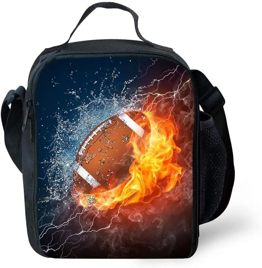 Lightweight Backpack for Girls/Boys School Bag with Lunch Bag, Pencil Case 3 in 1(American Football)