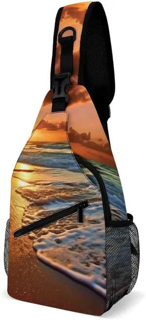 Lightweight Chest Bag Crossbody Bag Evening Beach Sea Water Sling Backpack for Women Men Sports Travel