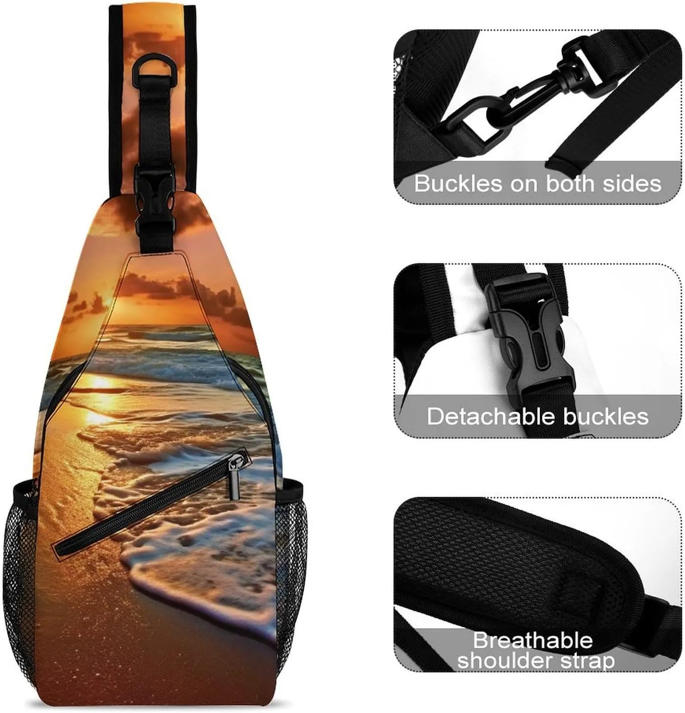 Lightweight Chest Bag Crossbody Bag Evening Beach Sea Water Sling Backpack for Women Men Sports Travel