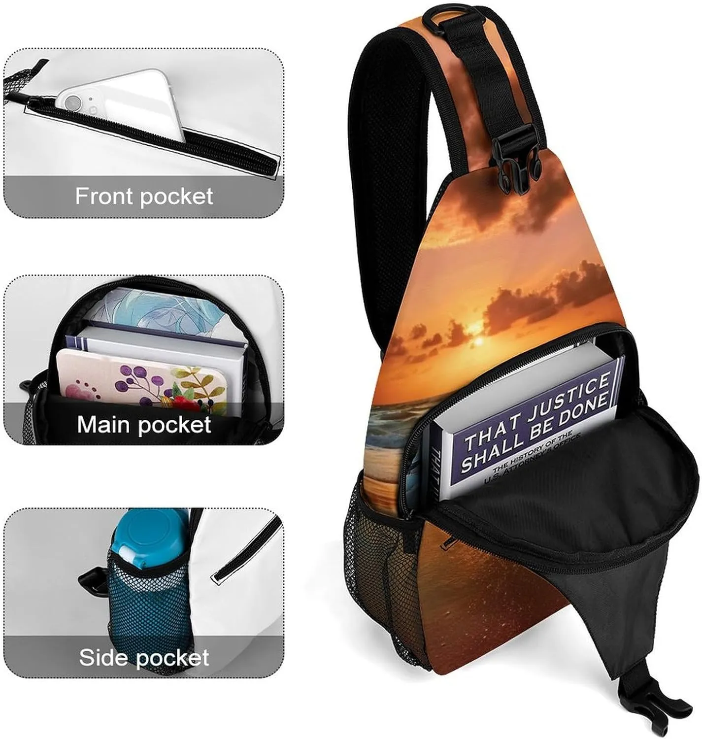 Lightweight Chest Bag Crossbody Bag Evening Beach Sea Water Sling Backpack for Women Men Sports Travel
