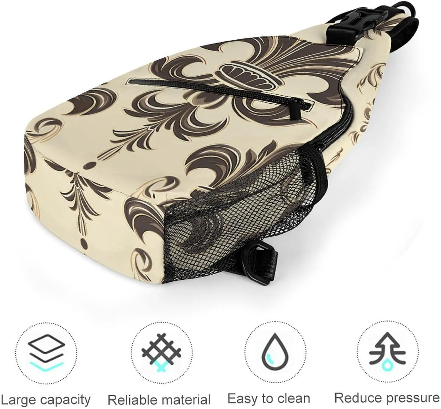 Lightweight Chest Bag Crossbody Bag Fleur-de-Lis And Coat Arms Knight Sling Backpack for Women Men Sports Travel