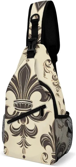 Lightweight Chest Bag Crossbody Bag Fleur-de-Lis And Coat Arms Knight Sling Backpack for Women Men Sports Travel