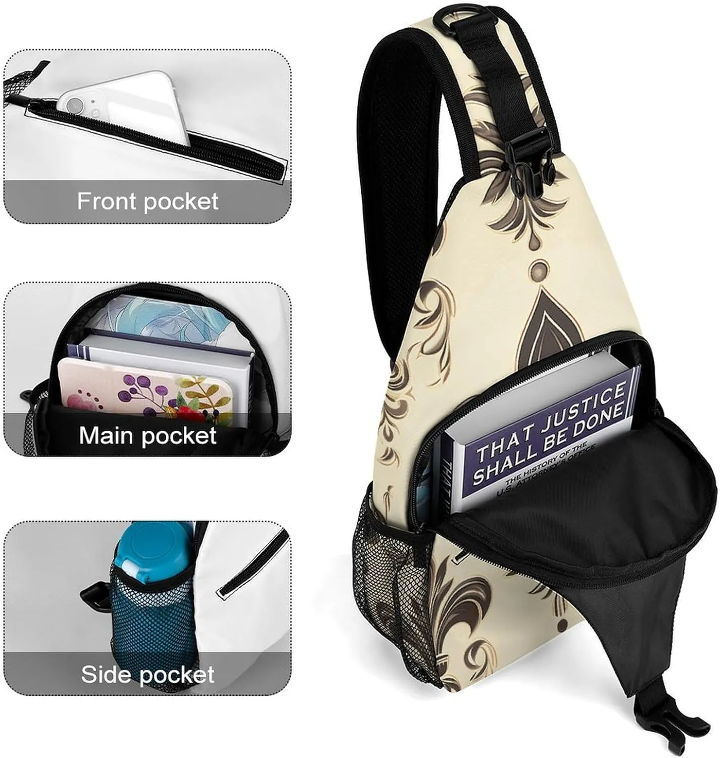 Lightweight Chest Bag Crossbody Bag Fleur-de-Lis And Coat Arms Knight Sling Backpack for Women Men Sports Travel
