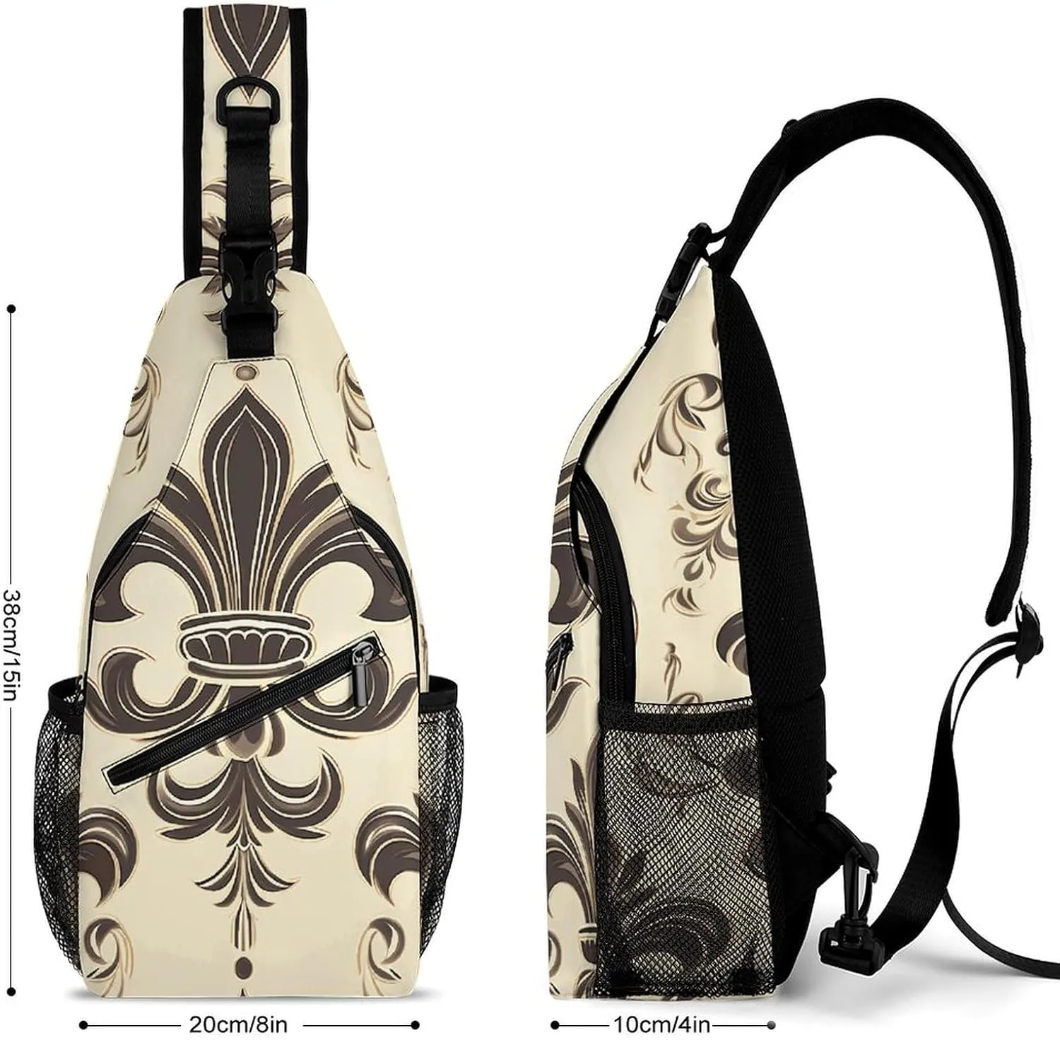 Lightweight Chest Bag Crossbody Bag Fleur-de-Lis And Coat Arms Knight Sling Backpack for Women Men Sports Travel