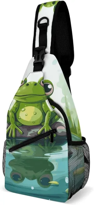 Lightweight Chest Bag Crossbody Bag Frog in A Pond Sling Backpack for Women Men Sports Travel