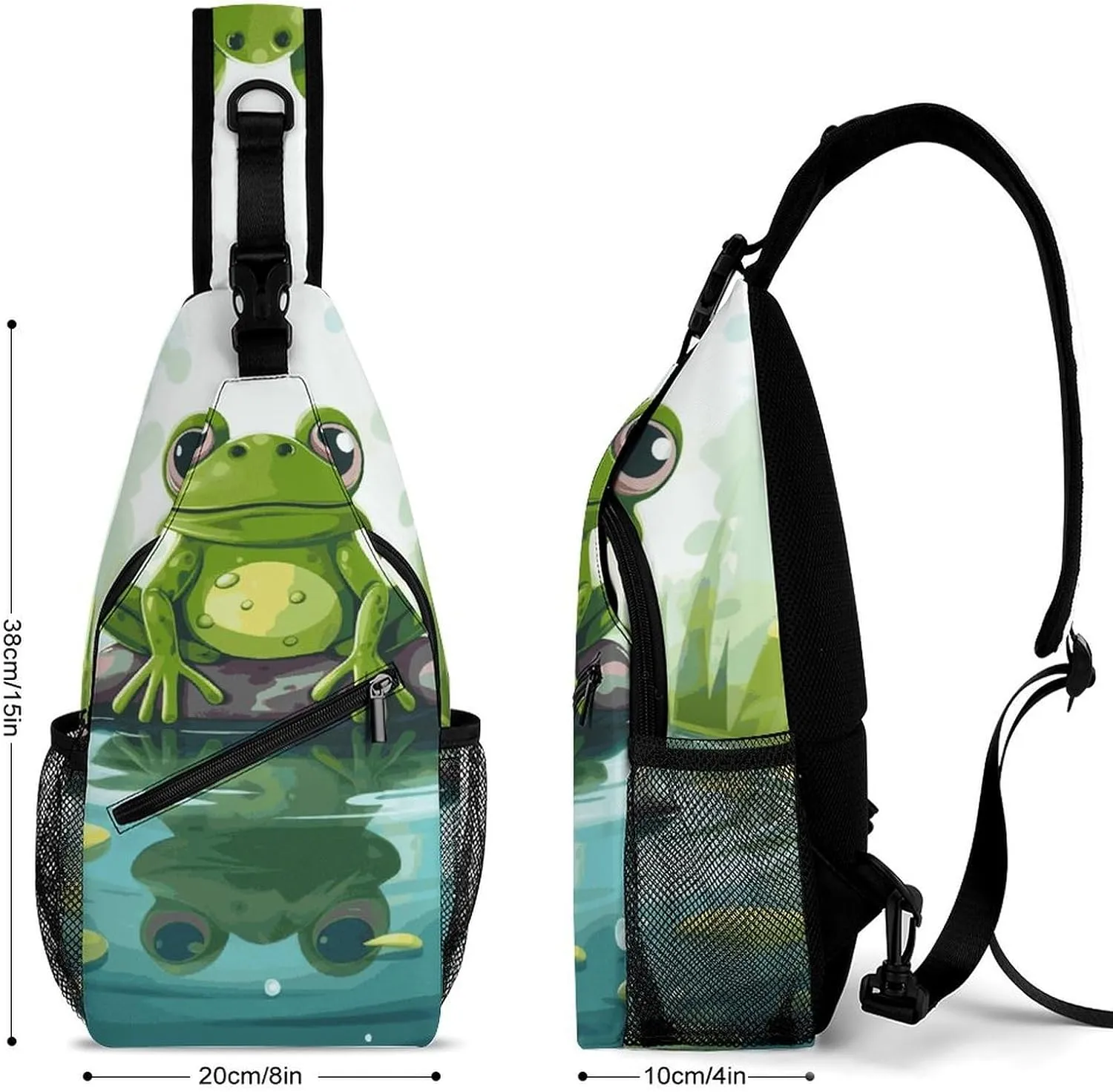 Lightweight Chest Bag Crossbody Bag Frog in A Pond Sling Backpack for Women Men Sports Travel