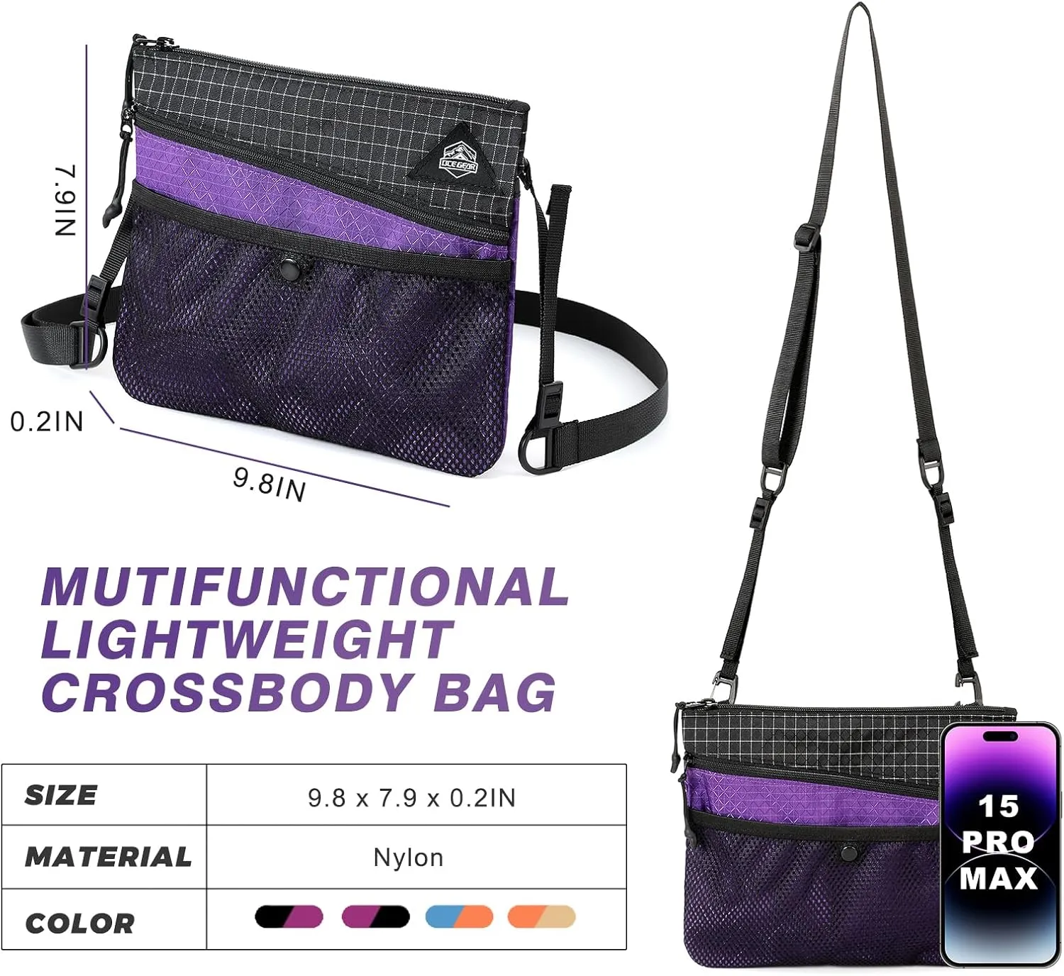 Lightweight Crossbody Bag Waterproof Women Shoulder Bag Men Small Crossbody Purse Suitable for Travel, Commuting