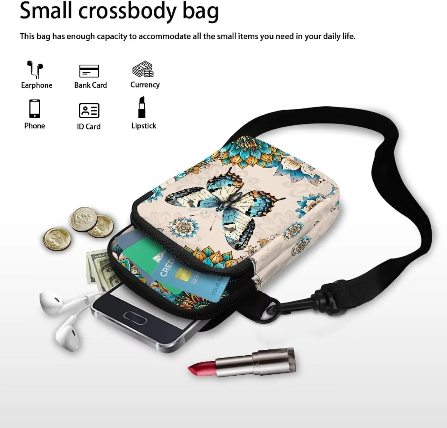 Lightweight Small Crossbody Bags Cell Phone Purses Travel Pouch Shoulder Bag for Women