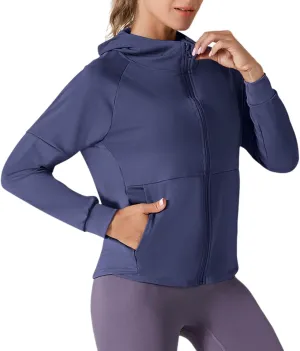 Lightweight Zip Up Sun Protection Sports Jacket with Pockets Casual Hooded UV Blocking Activewear for Women