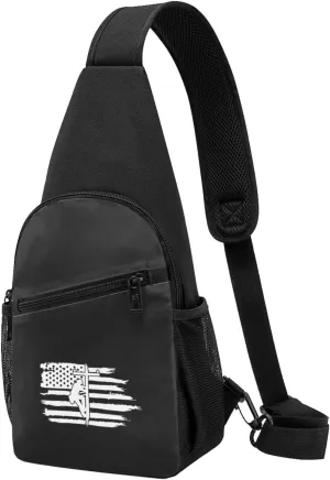 Lineman Powerline Technician American Flag Unisex Chest Bag Lightweight Crossbody Shoulder Bag Travel Pocket