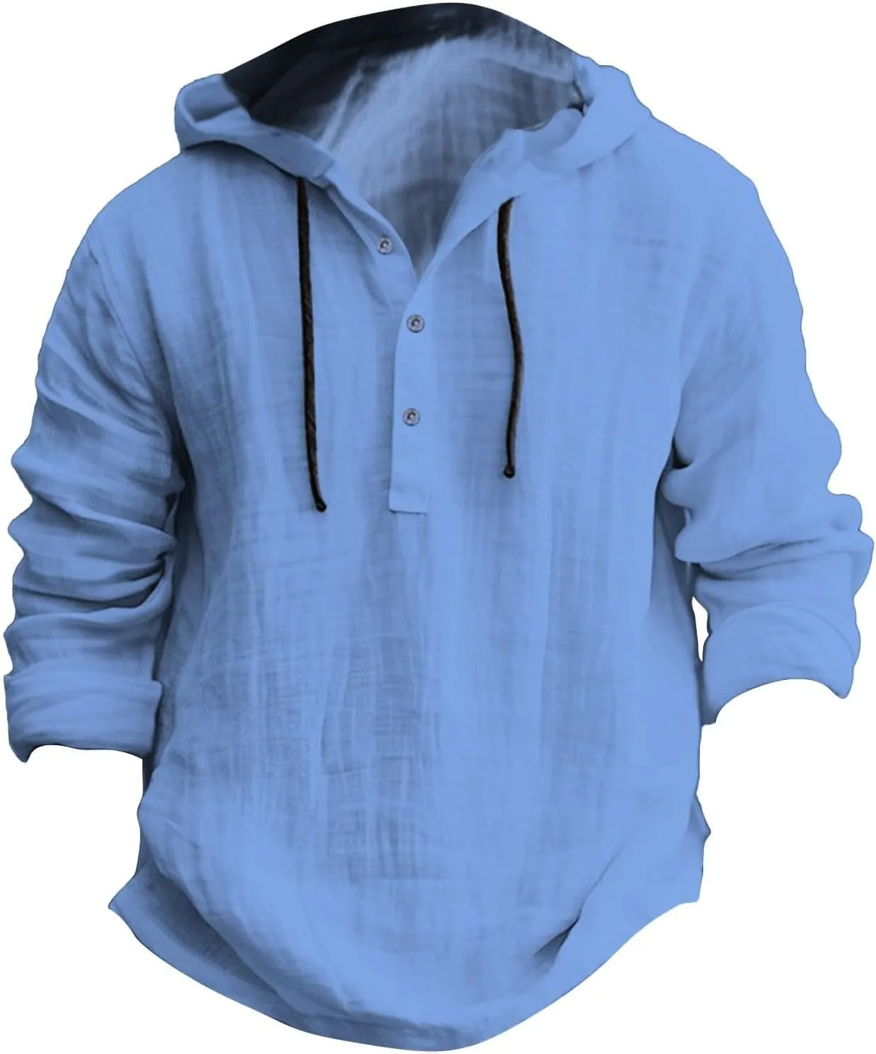 Linen Shirts for Men Lightweight Hoodie Casual Long Sleeve Loose Fit Breathable Sports Button Big Tall Party Tops