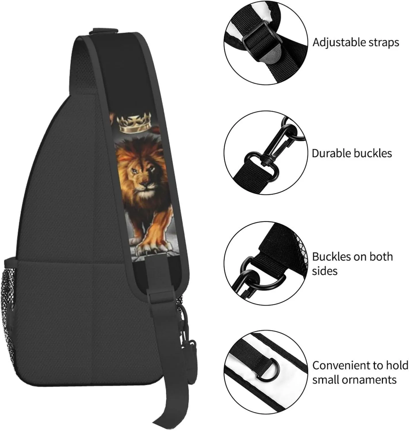 Lion Flag Reggae Rastafarian Rasta Men Crossbody Chest Bag Single Shoulder Bag Adjustable Strap Daypack