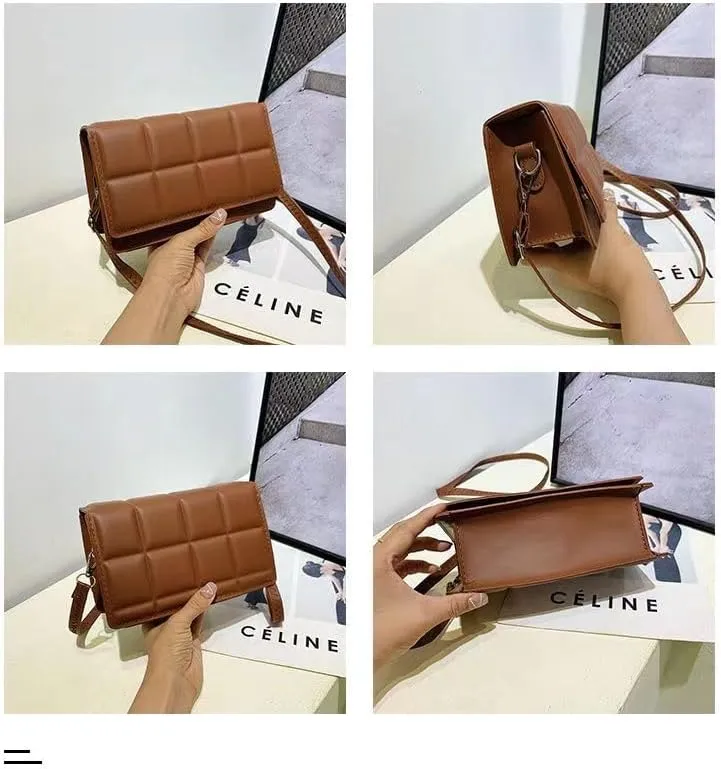 Literary Single-Shoulder Bag Minority Design Grid Plaid Crossbody Bag for Women Pink Bag for Women