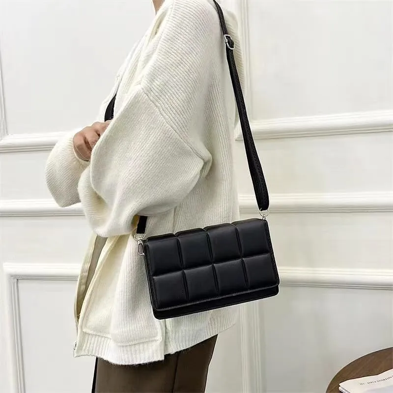 Literary Single-Shoulder Bag Minority Design Grid Plaid Crossbody Bag for Women Pink Bag for Women