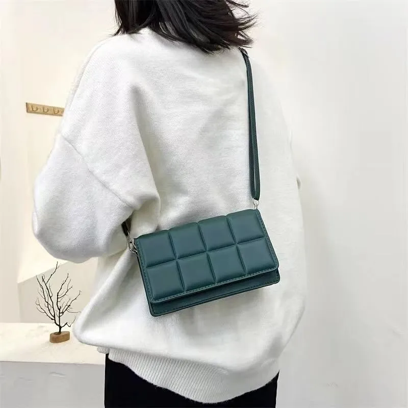Literary Single-Shoulder Bag Minority Design Grid Plaid Crossbody Bag for Women Pink Bag for Women