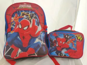 Little Boys School Large Backpack Lunch box Set Cartoon Book Bag Kids Children / Choose Spiderman 3