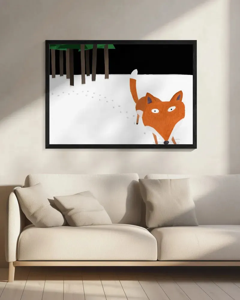 Little Red Fox Running in the Snow