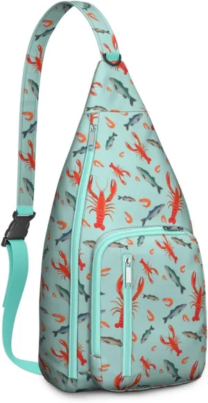 Lobster Seafood Yummy Crossbody Bag Daypack for Women Men Lightweight Waterproof Sling Bag Backpack Hiking Cycling