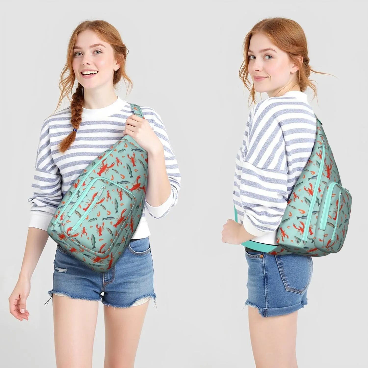 Lobster Seafood Yummy Crossbody Bag Daypack for Women Men Lightweight Waterproof Sling Bag Backpack Hiking Cycling