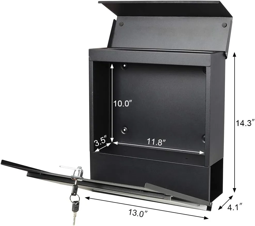 Lockable Mailboxes with Keys,Outdoor Wall Mounted Mail Box with Large Capacity,14 3/10" x 4 1/10" x 13",White