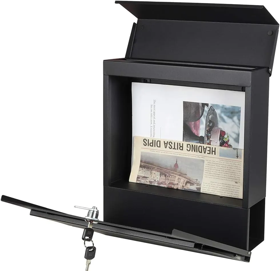 Lockable Mailboxes with Keys,Outdoor Wall Mounted Mail Box with Large Capacity,14 3/10" x 4 1/10" x 13",White