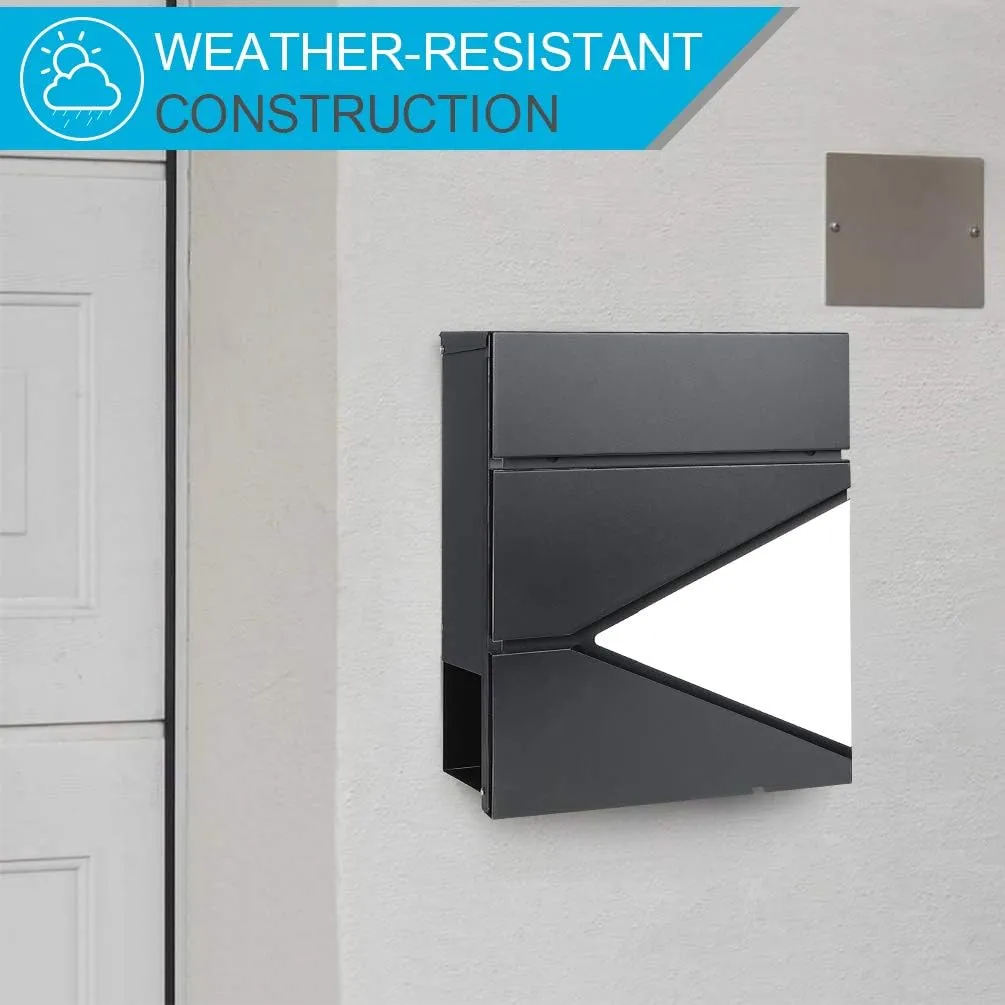 Lockable Mailboxes with Keys,Outdoor Wall Mounted Mail Box with Large Capacity,14 3/10" x 4 1/10" x 13",White