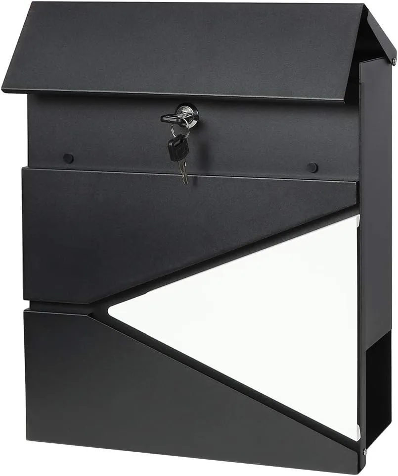 Lockable Mailboxes with Keys,Outdoor Wall Mounted Mail Box with Large Capacity,14 3/10" x 4 1/10" x 13",White