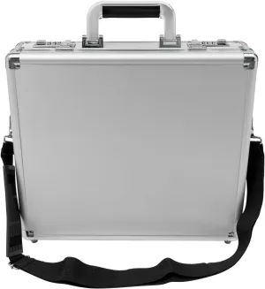 Locking Briefcase, Metal Briefcase w/Strap, Hard Aluminum Carrying Case for Documents/Laptops/Cell Phones