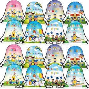 Locmeo 24 Pcs Graduation Drawstring Bags Congrats Grad Gift Bags Backpack Graduation Party Favors Backpacks for Girls Boys Congratulations Decorations, 8 Designs