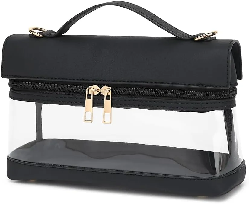 LOXOMU Clear Bag for Stadium Events, Vegan Leather Crossbody Bag for Women, Stadium Purse for Concerts