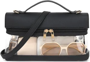 LOXOMU Clear Bag for Stadium Events, Vegan Leather Crossbody Bag for Women, Stadium Purse for Concerts