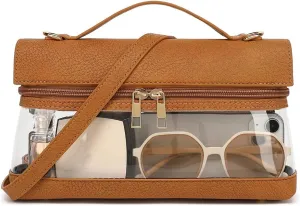 LOXOMU Clear Bag for Stadium Events, Vegan Leather Crossbody Bag for Women, Stadium Purse for Concerts