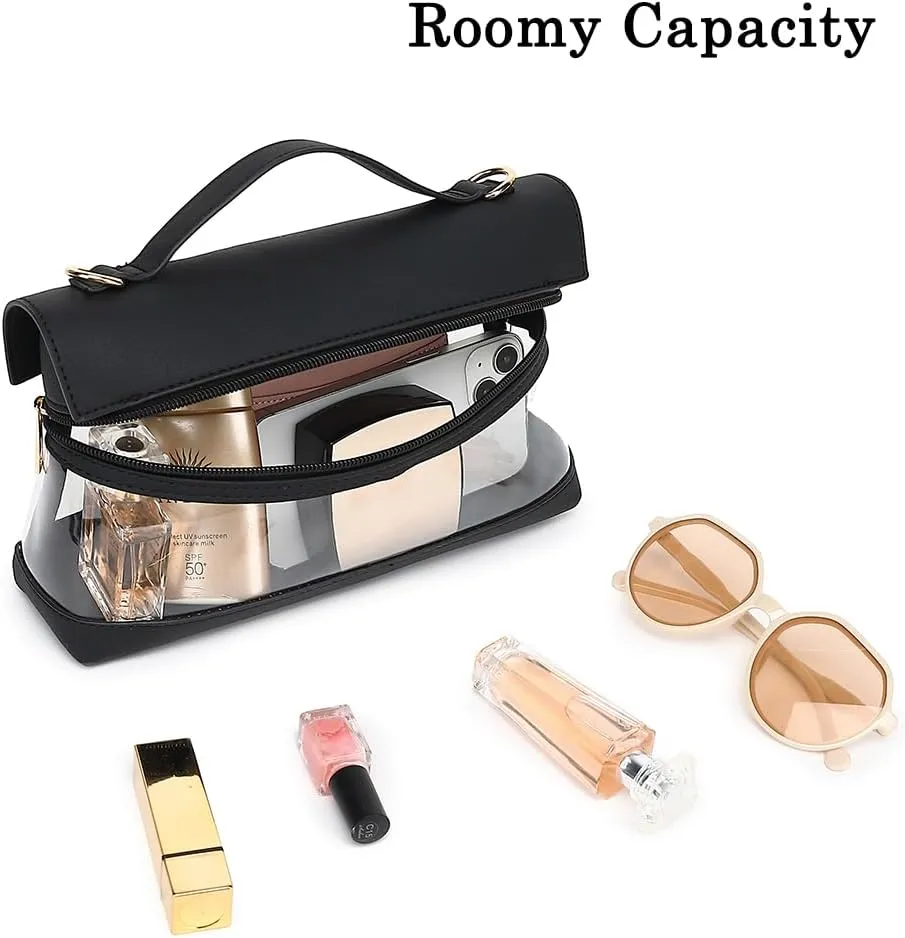LOXOMU Clear Bag for Stadium Events, Vegan Leather Crossbody Bag for Women, Stadium Purse for Concerts