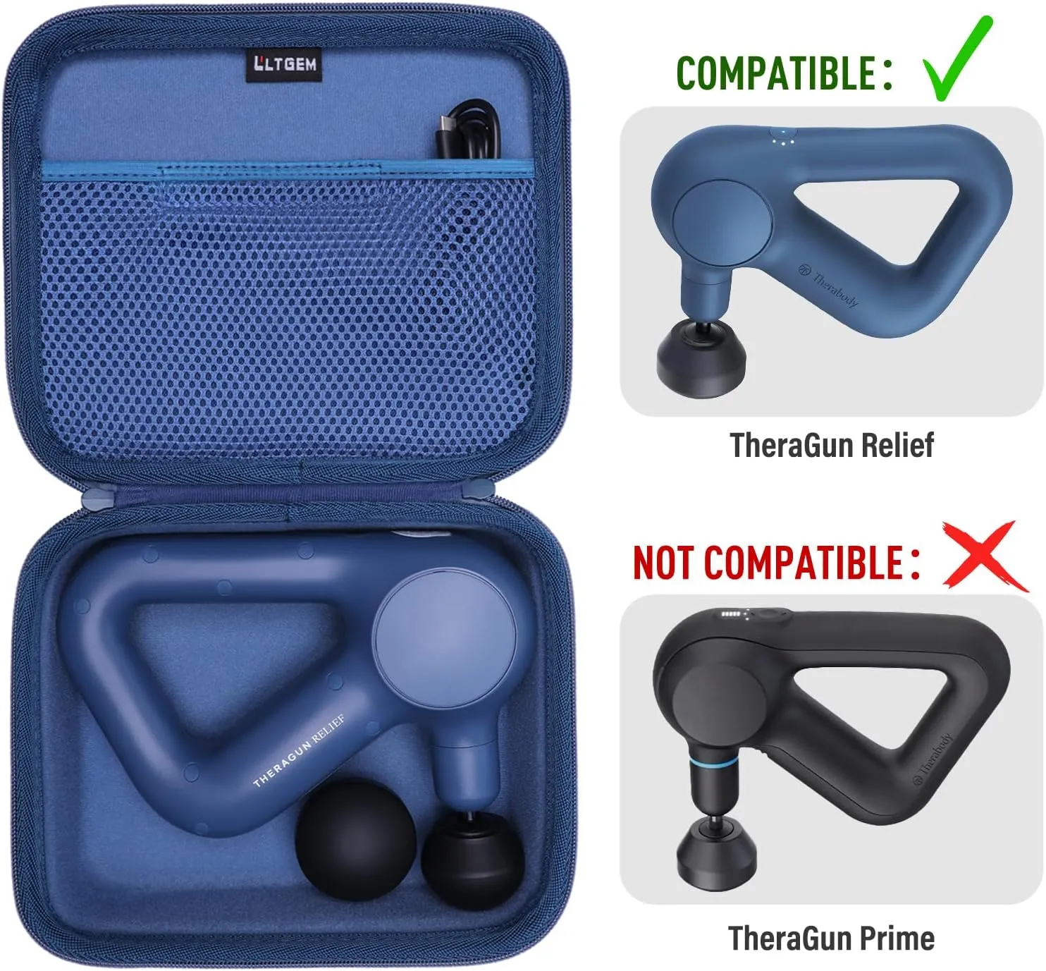 LTGEM Massage Case Compatible with TheraGun Relief Handheld Percussion Massage Gun/Neck/Back/Leg/Shoulder Massage Gun - Travel Protective Carrying Storage Bag, Khaki(Case Only)