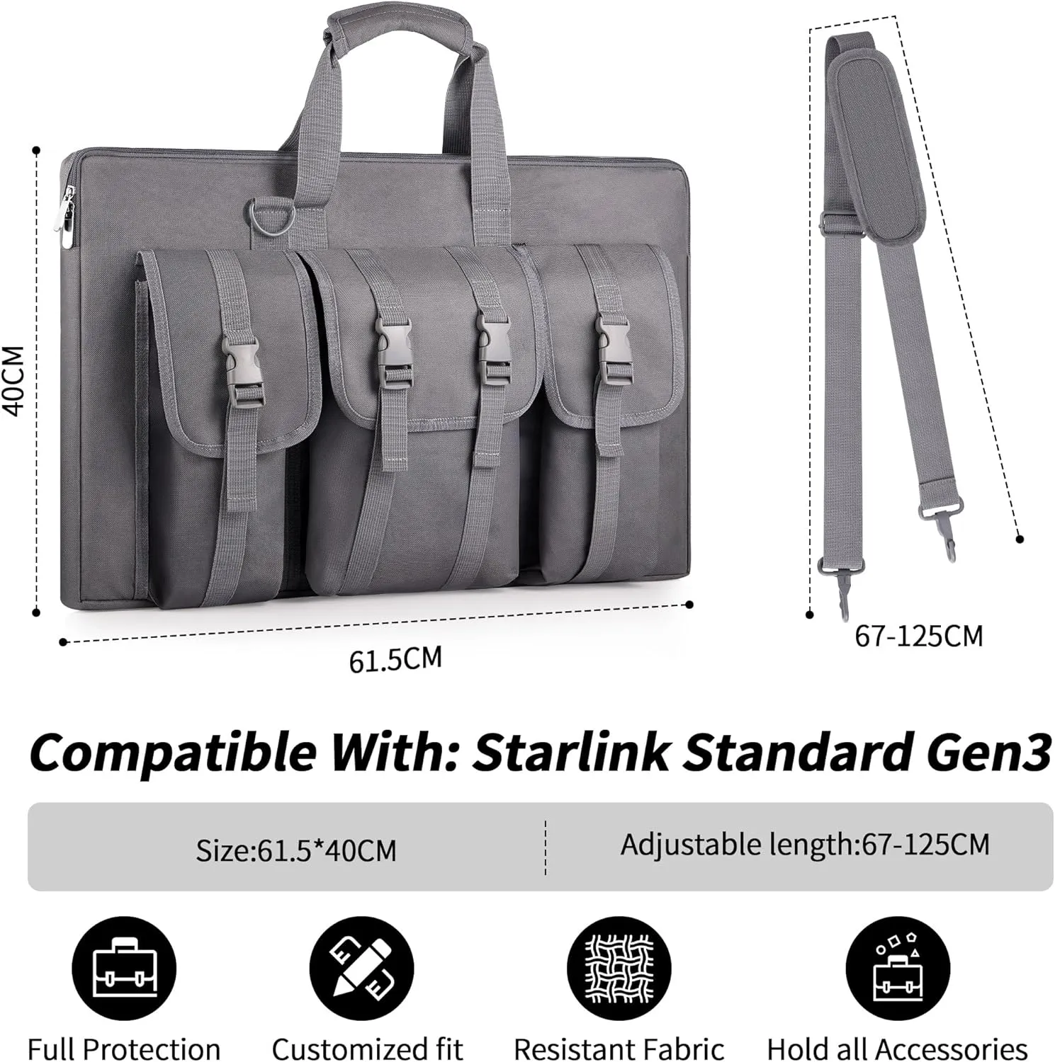 LUCMO Starlink Gen 3/ V3 Case Organizer Bag, Carrying Standard Case for Travel, Starlink Accessories for Outdoor Camping and RV Trips