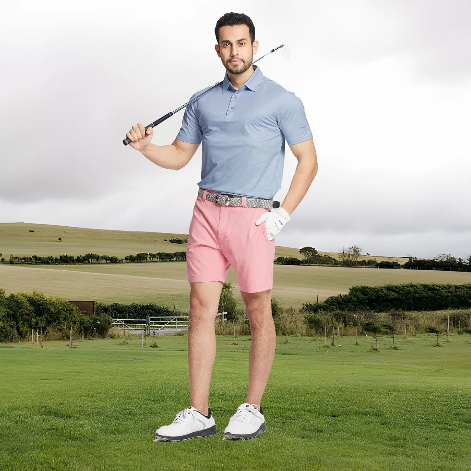 M MAELREG Golf Shirts for Men Dry fit Sports Jacquard Lightweight Performance Texture Short Sleeve Collared Polo Shirts
