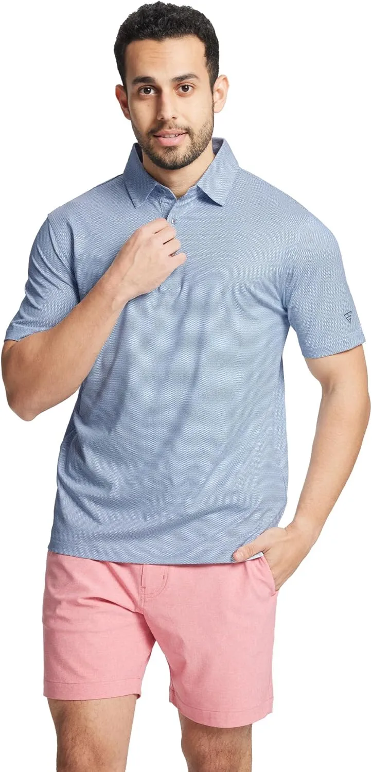 M MAELREG Golf Shirts for Men Dry fit Sports Jacquard Lightweight Performance Texture Short Sleeve Collared Polo Shirts