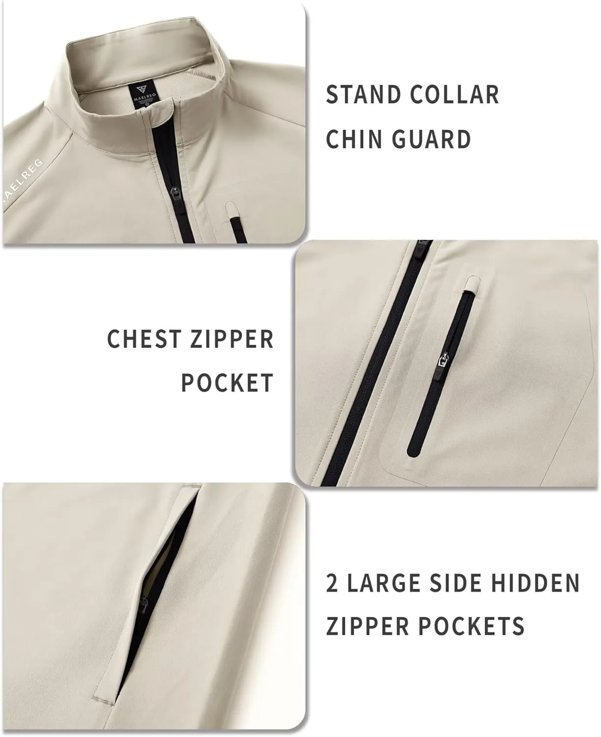 M MAELREG Mens Vests Outerwear Windproof Lightweight Softshell Vests Zip Pockets Sports Sleeveless Jacket Golf Vests for Men
