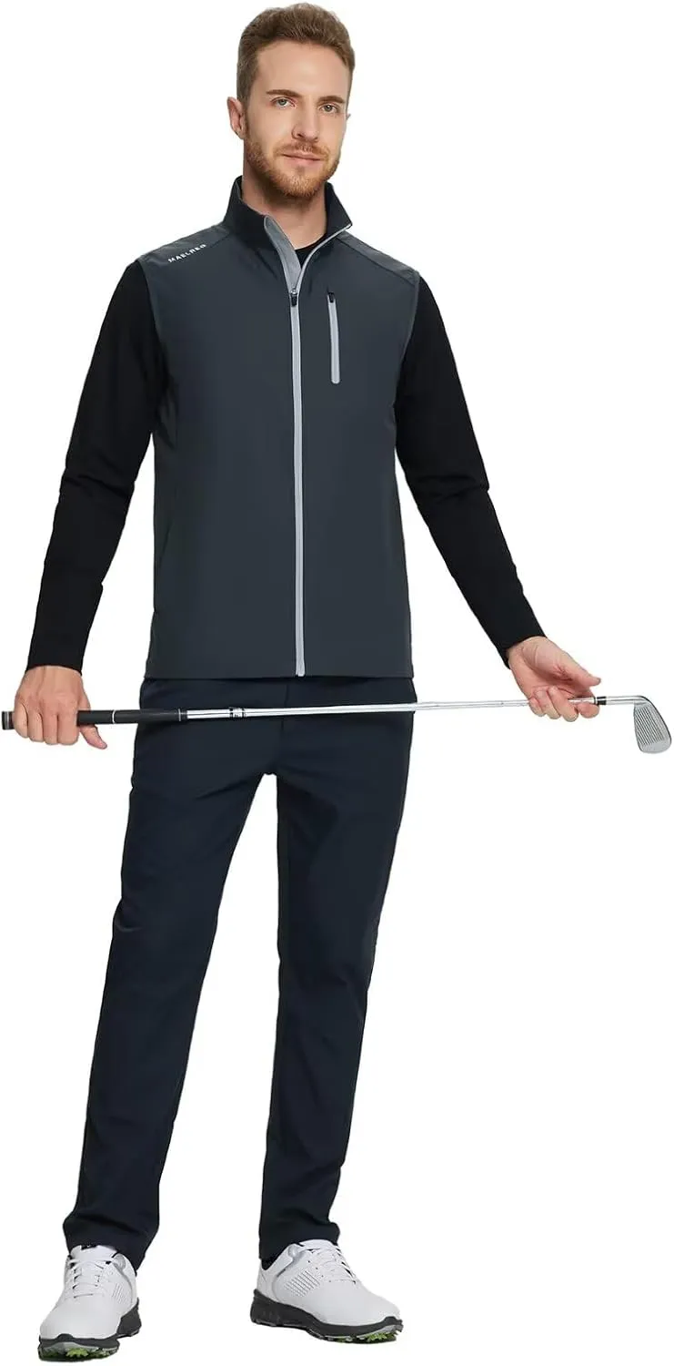 M MAELREG Mens Vests Outerwear Windproof Lightweight Softshell Vests Zip Pockets Sports Sleeveless Jacket Golf Vests for Men