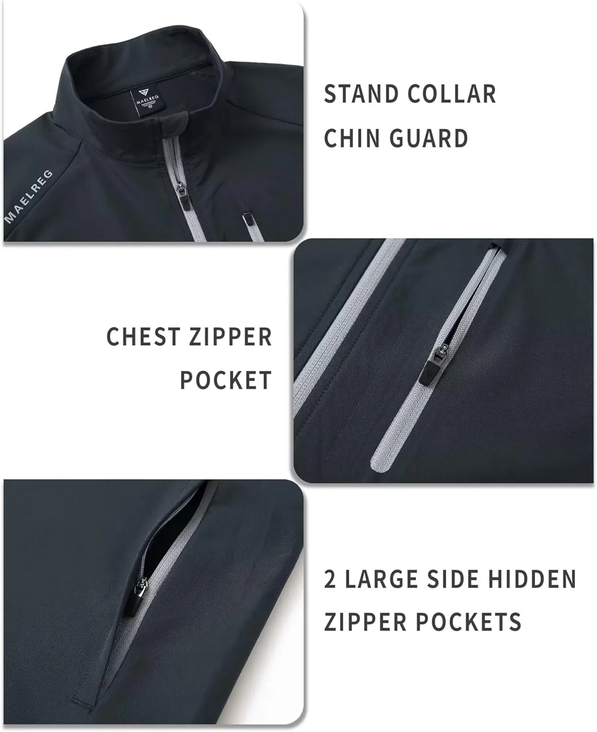 M MAELREG Mens Vests Outerwear Windproof Lightweight Softshell Vests Zip Pockets Sports Sleeveless Jacket Golf Vests for Men