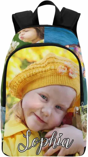M YESCUSTOM Personalized Casual Backpack with Photos Customized Name Children School Bookbags for Kids Teen Audlt, Knapsack Lightweight Travel Daypack Bag for School College Camping