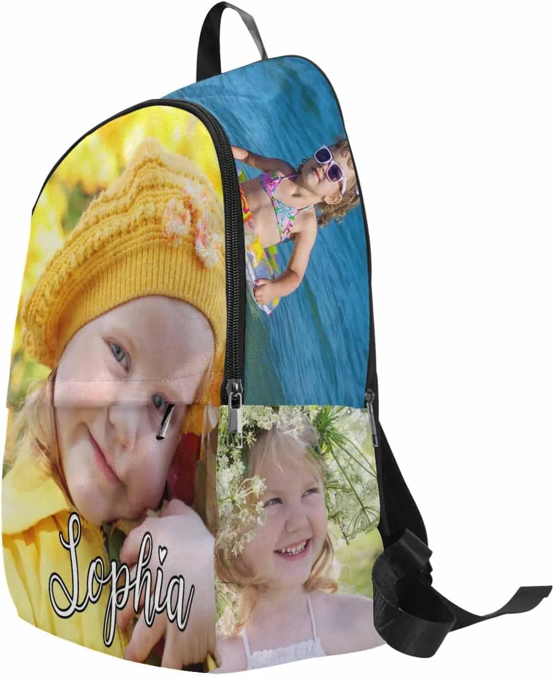 M YESCUSTOM Personalized Casual Backpack with Photos Customized Name Children School Bookbags for Kids Teen Audlt, Knapsack Lightweight Travel Daypack Bag for School College Camping